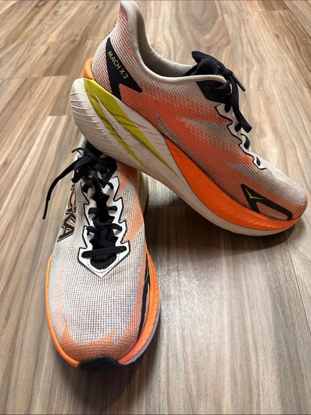 HOKA Mach 5 Running Shoes Orange White Men 10